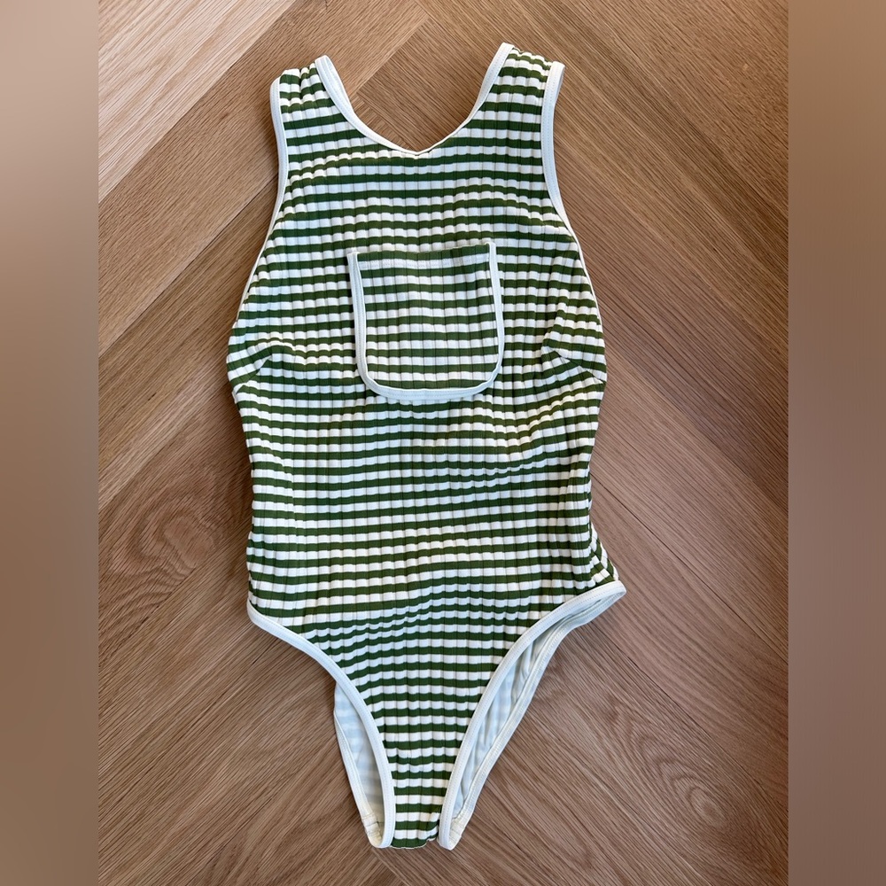 Solid and Striped One Piece Swim Suit Size XS